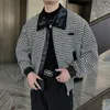 Giubbotti da uomo 2022 Autunno Inverno Pied De Poule Giacca Da Uomo Stile Coreano Allentato Corto Risvolto Bomber Business Casual Outwear Streetwear