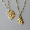 Colliers pendants Yun Ruo Collier de statue vintage bijoux en acier inoxydable 18 K Femme plaque d'or Cadeau Fashion Accessoire en gros