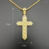 Pendentif Colliers Strass Croix Religieuse Collier Mode Homme Titane Acier Plaqué Or Hip Hop Bijoux