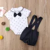 Ensembles de vêtements Born Baby Boys Vêtements Gentleman Costumes Toddler Bow-tie Barboteuse Tops Bretelles Shorts Salopettes Tenues 0-24M