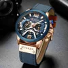 Curren Casual Sport Watches for Men Blue Top Brand Luxury Military Leather Wrist Watch Man Clock Clock Chronograph Wristwatch Sh6612766