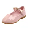 Flat Shoes Cute Girls Leather Spring Autumn Pearl Princess Children's Soft Bottom Black Pink Baby Performance G557