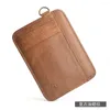 Card Holders Vintage Men's Genuine Leather Wallet Slim Holder Male Portable Mini Purse Transparent Pocket