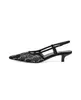 Die Slingback-Sandalen 2023 von Aria für Damen sind aus schwarzem Mesh mit glitzerndem Kristallmotiv und mit Schnallenverschluss auf der Rückseite für Damen in den Größen 34–40 ausgestattet