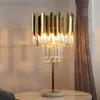 Tischlampen FKL Moderne Kristalllampe Schreibtischdekor Gold polierter Stahl LED De Dormitorio Innenleuchten