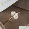 Alyans alyans oval kesim solitaire yüzüğü gül altın den kristal taş kadınlar için parti serin takı hediyesi