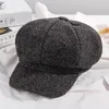 Bérets 2022 mode sauvage femmes béret automne hiver casquette octogonale chapeaux élégant artiste peintre Sboy casquettes noir gris Gorras