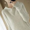 Frauenpullover 2022 Winter reiner Wolle Pullover Frauen gestrickt Hoodie Langarm warme Dame Grade Up Pullover Solid Color Soft Pullover