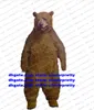 Harige bruine grizzlybeer ijsbeer mascotte kostuum fursuit volwassen stripfiguur outfit pak terugkeer banket openingssessie zz7830