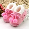 First Walkers Born Baby Boy Girl Cute Plus Cashmere Bownot Slippers Warm Cotton Wool Soft Bottom Shoes 0-18M