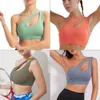 Yoga Outfits Sexy One Shoulder Bras Women Sports Top Crop Athletic Vest Push Up Underwear BH Bra wear Wire Free Gym Shirts 221025