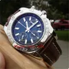 Montre à quartz de luxe chronographie B01 Chronomat AB0110 magnifique cadran bleu hommes montre pour hommes montres habillées