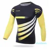 Racing Jackets Winter Thermal Fleece Round Neck Men's Cycling T Shirt Long Sleeves Compression Gym Bike Clothing Black/Yellow