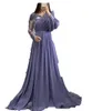 2023 Sexy lavendel avondjurken dragen Arabische illusie nek kanten appliques kristallen kralen lange mouwen chiffon custom prom robe de marrige jurken