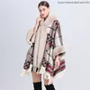 Mantello da donna Autunno / inverno ragazze fiocco di neve e collo ispessito in pile cappotto lavorato a maglia lana da donna Capispalla cardigan di grandi dimensioni abito mantello grembiule multicolore