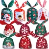 Enveloppe cadeau 10 / 20pcs Ear Christmas Candy Sacs Plastic Carton Santa Claus Snowman For Noël Cookies Gifts Packing Supply