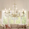 Ljuskronor American Country Living Room Light Creative Chandelier Lighting French Luxury Crystal Lamp smidesjärnguld