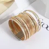 Charm Bracelets ALLYES Fashion Chain Leather For Women Men Metal Beaded Multilayer Wide Wrap Bracelet Bangles Wristband Jewelry