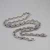 Łańcuchy czyste 925 Srebrny naszyjnik Szerokość 5 mm kwadratowy owalny wzór łańcuch łącza 55 cm / 34-35G dla prezentu dla mężczyzny