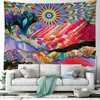 Tapestries Psychadelic Mountain Tapestry Sun Moon Aesthetic Landscap Large Fabric Wall Hanging Boho Hippie Cloth Dorm Room Decor