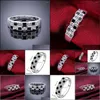 Trauringe Trauringe 925 Sterling Silber Top Qualität Modeschmuck Damen Herren Größe 7/8 Schwarz Quadrat Zirkon Verlobungsring/Ring D Dhyqw