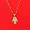 Pendentif Colliers Nesa Main Coeur Collier Femmes 24K Or Couleur Rempli Bijoux