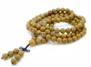Strand Natural Woodgrain 10mm Gems Stone Bouddhiste 108 Perles Prière Mala Long Collier Multi-Purpose Bracelet 5Strands / Pack