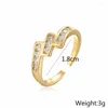 Anneaux de mariage acheter mode couleur or cuivre bijoux femme luxe CZ Zircon conception ouverte bague réglable en gros