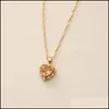 قلادة قلادة قلادة Zircon Crystal Heart for Women Love Star Gold Chain Copper Charm Collier Boho Gifts Drop Drop