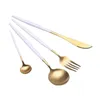 Flatware Sets White Black Cutlery High Quality Stainless Steel Set Gold Plated Knives Forks Spoons Home Party Use Tableware