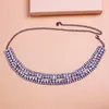 Halskette mit glänzendem Wassertropfen und Strasssteinen, Bohemian-Stil, mehrschichtiger Anhänger, Kragenschmuck für Mädchen, Luxus-Kristallschlüsselbein