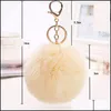 Keychains Bedanyards Fluffy Keychain Soft Faux Rabbit Fur Ball Car Keyring Pompom Key Telder Women Bag Pinging Jewelry Gifts Dhran