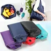 Shopping Bags 1pc Portable Reusable Bag Oxford Washed Solid Color Grocery Purse Foldable Waterproof Ripstop Shoulder Handbag