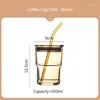 Mugs 450ML Portable Transparent Glass Cup With Lid Recyclable Straw Water Tea Coffee Wine Milk Heat-Resistant Cover Drinkware Tumbler