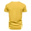 メンズTシャツメンズファッションカジュアルソリッドカラーコットンvネックポケットボタン半袖シャツトップナイト男性ス​​リープウェア