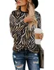 Women's T-Shirt wholesale womens tops round Neck long Sleeve T Shirts Summer ladies tops Knitting stitching leopard chiffon t-shirt European Style Tops