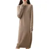 سترات نسائية 2022 Womens Winter Wool والفساتين الخريف المحبوكة جودة عالية الجودة ناعمة دافئة بطول الركبة S-XXL