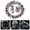 Steering Wheel Covers Trim Cover 3Pcs /Set Accessor Car Gray Leopard Fluff Parts