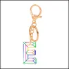 Schlüsselanhänger Lanyards Frauen Schlüsselanhänger 26 Acryl Regenbogen Wörter Handtasche Englisch Brief Schlüsselanhänger Charms Drop Lieferung 2022 Mode Zugang Dhxwa