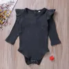 Strampler Großhandel Kleinkind Baby Einfarbig Langarm Strampler Junge Mädchen Casual Baumwolle Gestrickte Taste Overall Outfits J220922