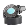Belts PU Leather Belt With Turquoise Buckle Waistband Western Wide For Men