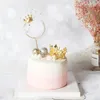 Festive Supplies Gold Happy Birthday Cake Topper Metal Crown Pearl Wedding Cupcake For Kids Girls Party Decorations