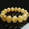 Filo da 15 mm Bracciali al quarzo rutilato in oro naturale brasiliano Donna Uomo Potente braccialetto con perline rotonde in cristallo elasticizzato