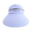 Wide Brim Hats Women's Summer Hat Removable Cap Top With Zipper Empty Cycling Anti-UV Sun Ladies Foldable Big Visor Caps