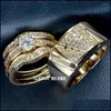 Anéis de casamento Anéis de casamento Conjunto de ouro homem homem Mulher Ring Band R211 179 Tamanho 915 610 Drop Delivery 2022 Jóias DHLM6