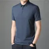 Men's T Shirts 2022 Mulberry Silk Summer Mens Polo High Quality Short Sleeve Solid Color Business Casual Male Tees Fashion Man Tops