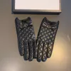 Guantes elegantes de piel de oveja con lazo para mujer, guantes con pantalla táctil y manoplas de cuero de terciopelo, manoplas suaves y cálidas con caja