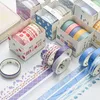 Gift Wrap 1Roll Pure Color Self-adhesive DIY Decoration Round Fashion Washi Paper/PET Notes Label Graffiti Sticker