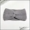 Headbands Elastic Wool Knitted Headbands Winter Ear Warmer Headband Womenhead Wrap Hairband Girls Elegant Hair Band Accessories Drop Dhdul