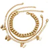 Fußkettchen Weibliche Sommer Gold Farbe Für Frauen Schmetterling Mehrschichtige Kette Knöchel Armbänder Mädchen Barfuß Auf Bein Strand Schmuck